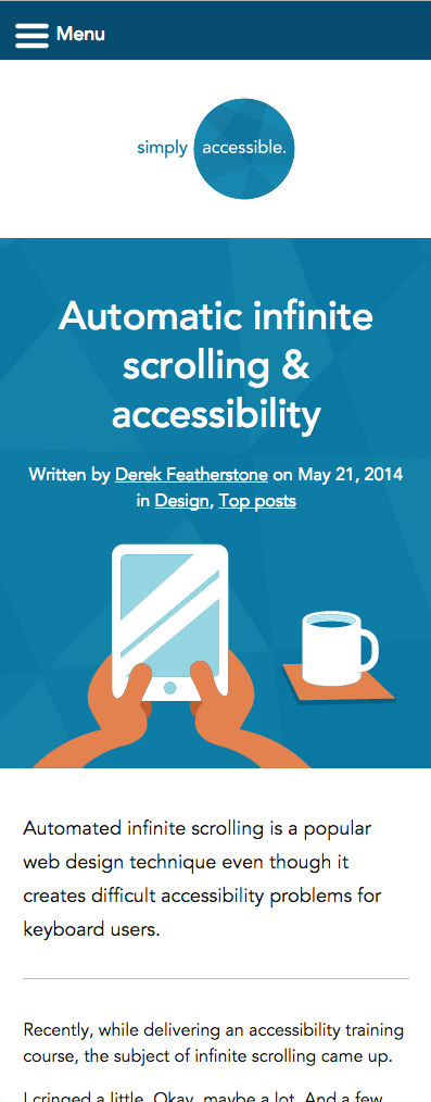 Mobile screenshot of SimplyAccessible.com's site